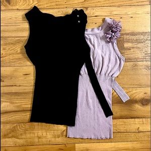 Twelve by Twelve, sleeveless sweater blouses, size L, Black & Lilac.